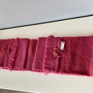 Louise Abbott Designer Handwoven Ski Gorpcore Sporty Wool Pocket Scarf 63"x 8,5"